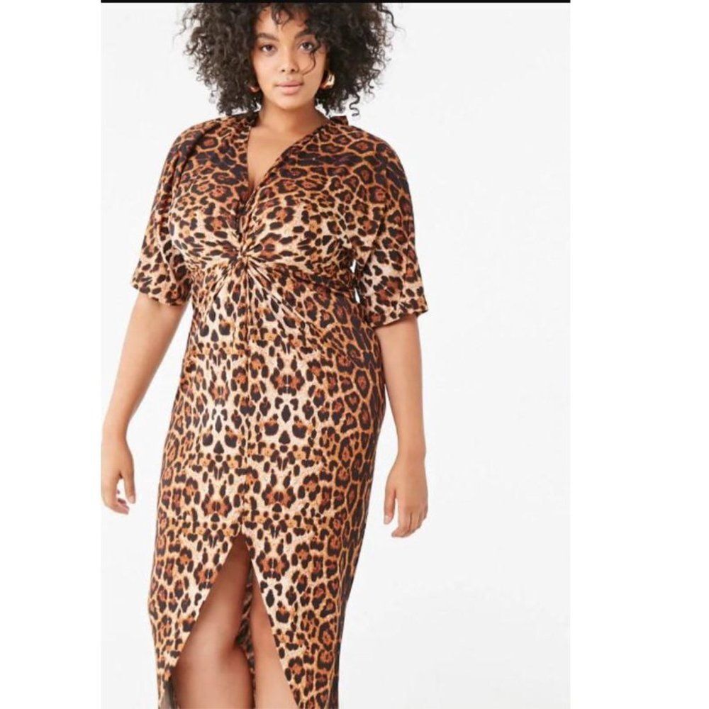NEW Plus Size 3X Leopard High-Low Dress Women's - Picture 3 of 5